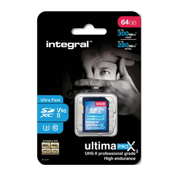 Integral Scheda di Memoria Ultima Pro X2 SD 64 GB 300 MB/s Integral Scheda di Memoria Ultima Pro X2 SD 64 GB 300 MB/s